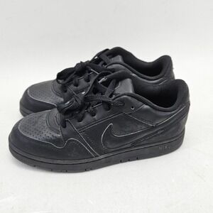 Nike Court Force Low Triple Black Youth Boys Shoes 2.5Y 394657-001 Sneaker
